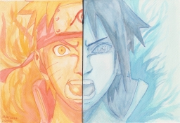 17.01.2024 - Watercolour Practice - Sasuke and Naruto